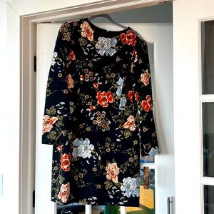 Unworn Tahari black w/floral dress - the fun is in the sleeves. Size 16